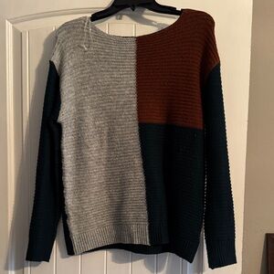 Staccato Colorblock Sweater - Gray, Brown, and Black